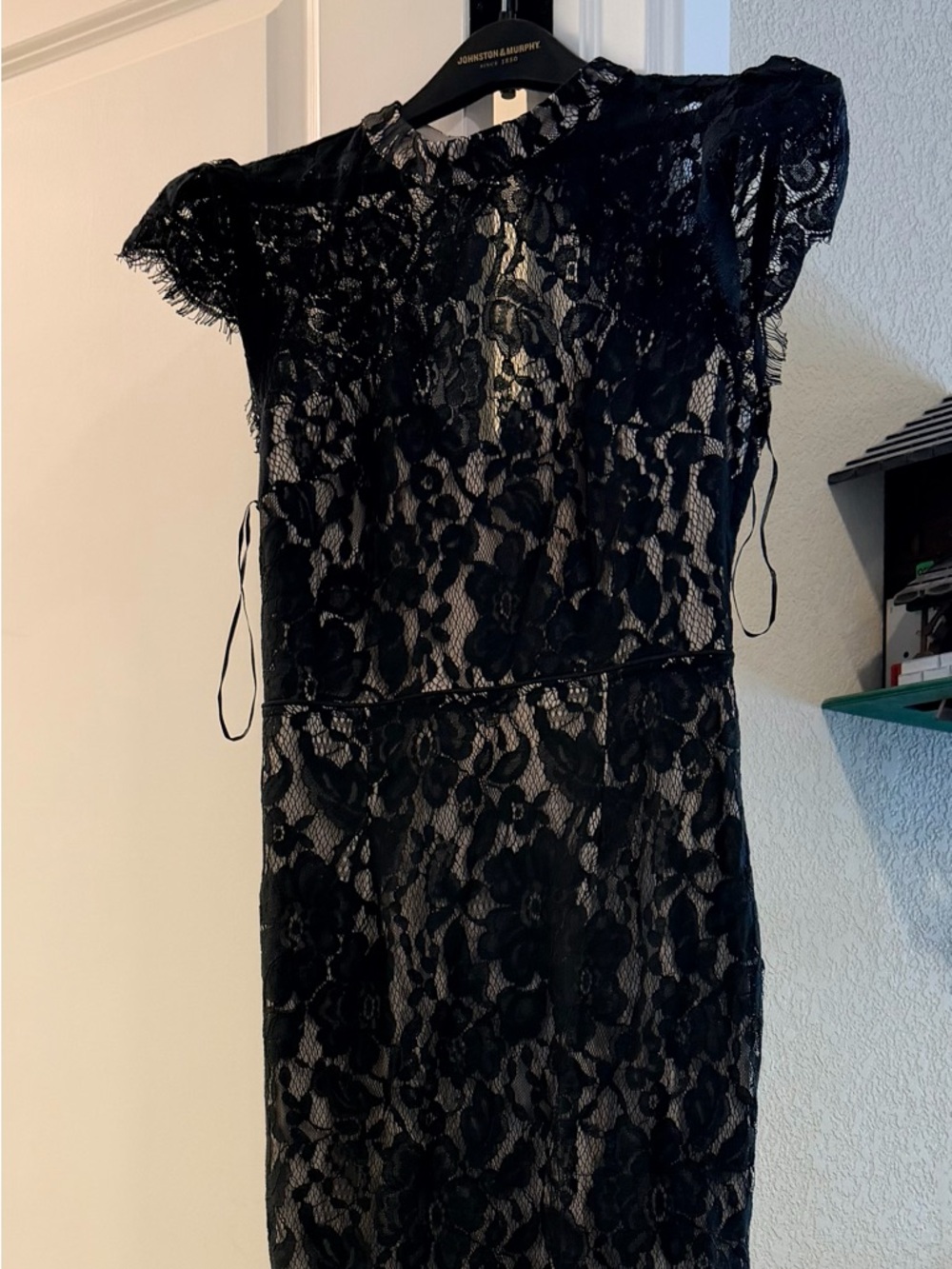 Black Floral Lace Evening Dress